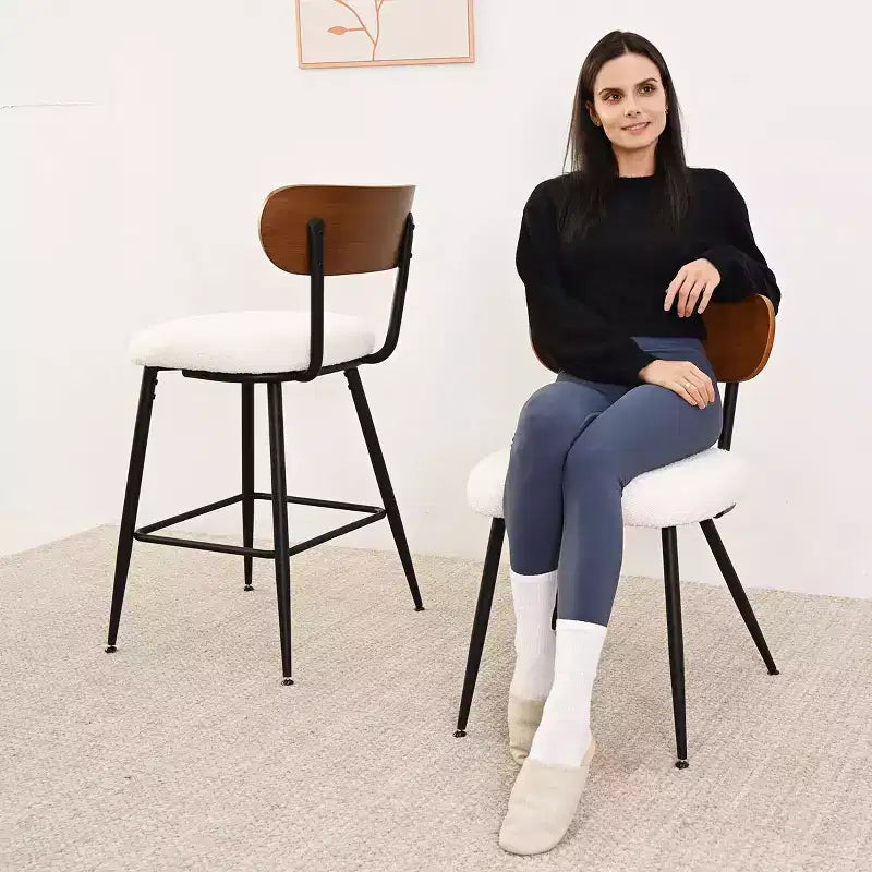Table à manger ronde 5 pièces, table en bois noir 40 et chaises Boucle rembourrées avec dossier en frêne pour salle à manger