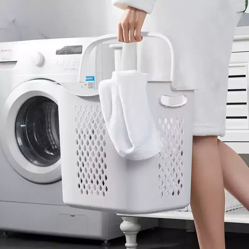Trieur de linge à 4 niveaux, Organisateur de rangement à roulettes avec roues amovibles, Chariot à linge sale de salle de bain, Blanc