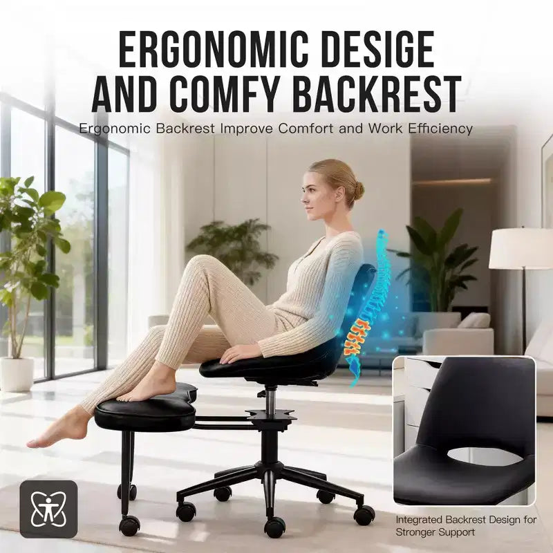 Chaise ergonomique à genoux, avec roulettes et support lombaire, chaise de méditation yoga réglable en hauteur, pour la maison