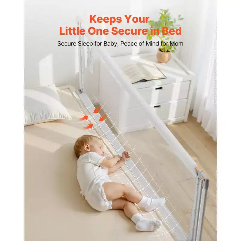 Barrière de lit pour tout-petit, barrière de protection pour lits d'enfants avec tuyau en fer renforcé et tissu Oxford, barrière de lit latérale réglable en hauteur, 1 pièce, gris