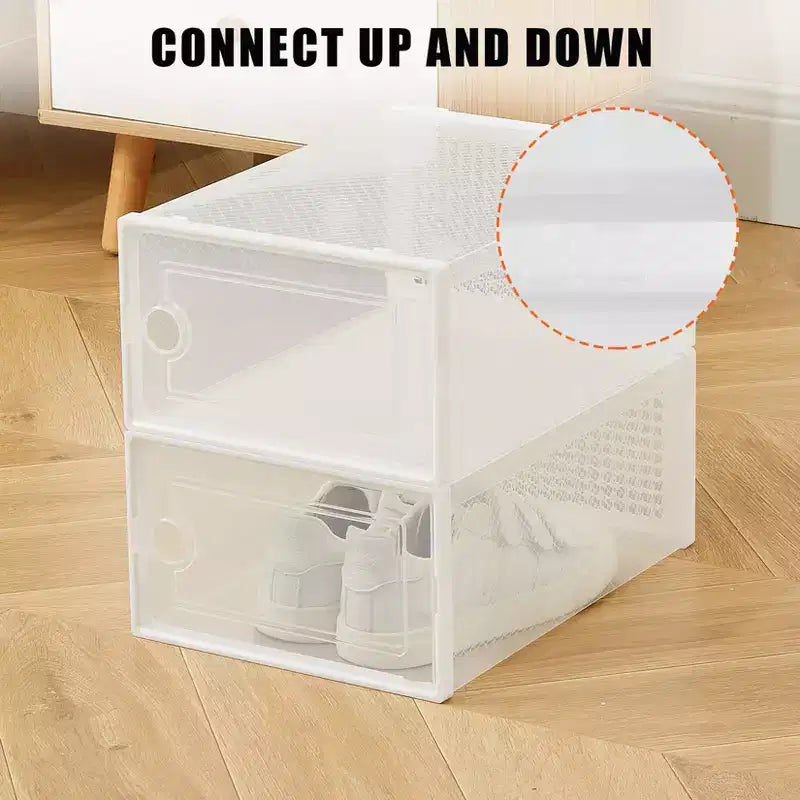 Lot de 12 grands bacs de rangement en plastique transparent avec couvercles durables et empilables pour organiser les chaussures, les jouets, le placard ou le rangement sous le lit