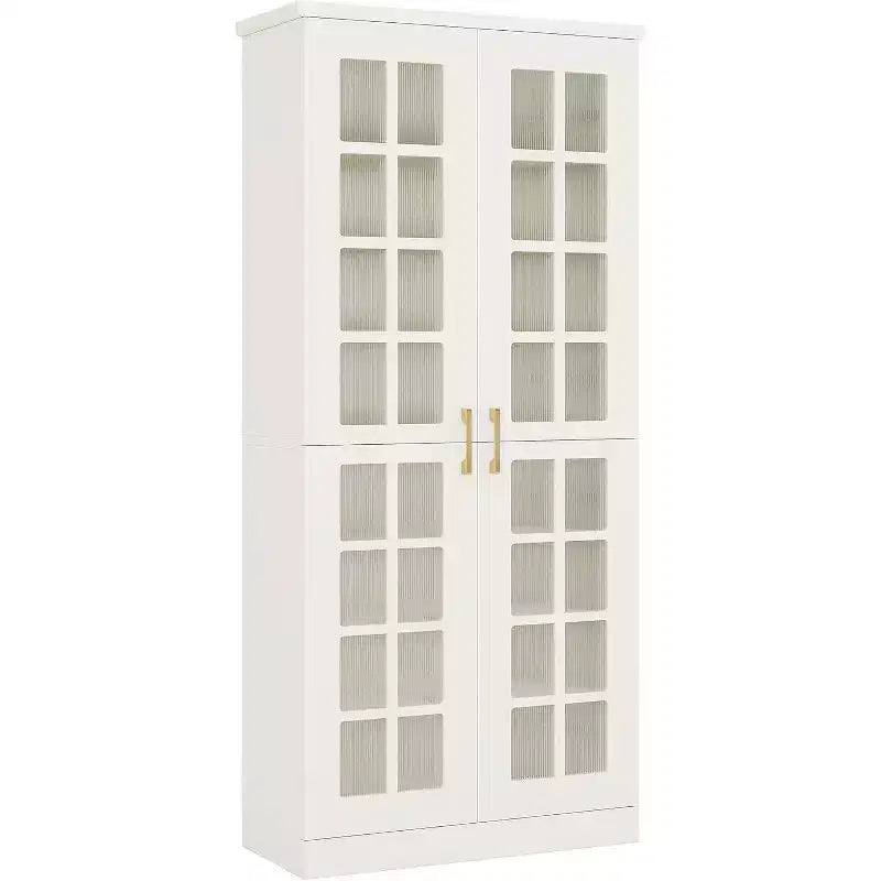 Meuble à chaussures haut avec portes, rangement à chaussures à 8 niveaux avec étagères réglables, meuble à chaussures moderne pour couloir, placard, salon, blanc