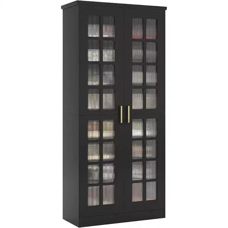 Meuble à chaussures haut avec portes, rangement à chaussures à 8 niveaux avec étagères réglables, meuble à chaussures moderne pour couloir, placard, salon, blanc