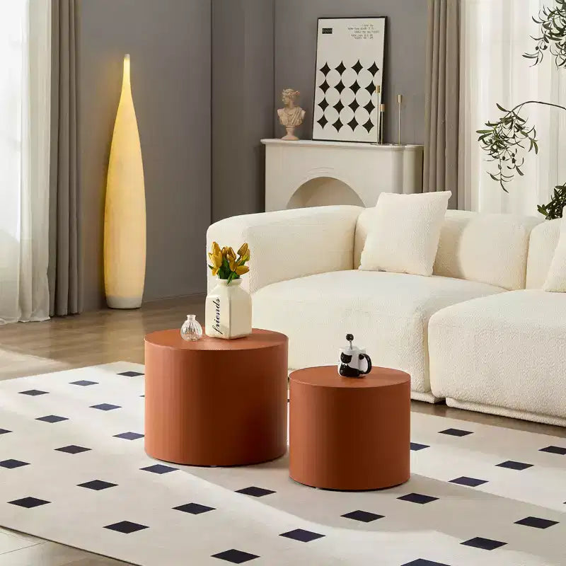 Table d'appoint Ediva en cuir et bois avec selle moderne