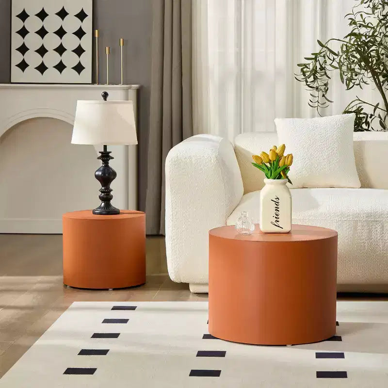 Table d'appoint Ediva en cuir et bois avec selle moderne