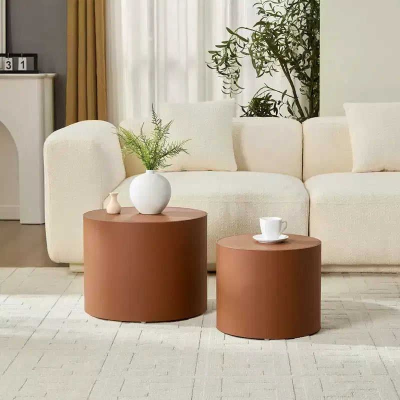 Table d'appoint Ediva en cuir et bois avec selle moderne