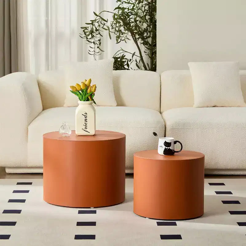 Table d'appoint Ediva en cuir et bois avec selle moderne