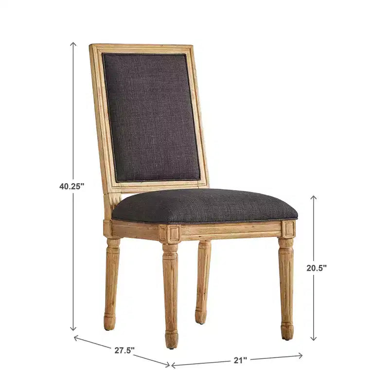 Chaises de salle à manger rectangulaires en lin et bois Aramis