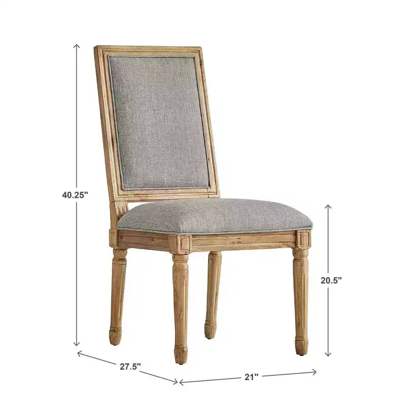 Chaises de salle à manger rectangulaires en lin et bois Aramis