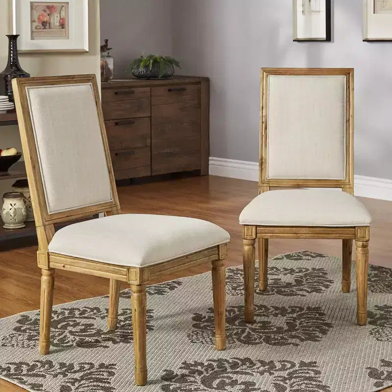 Chaises de salle à manger rectangulaires en lin et bois Aramis