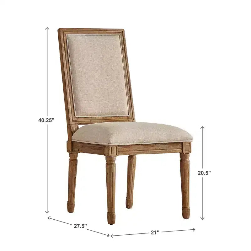 Chaises de salle à manger rectangulaires en lin et bois Aramis