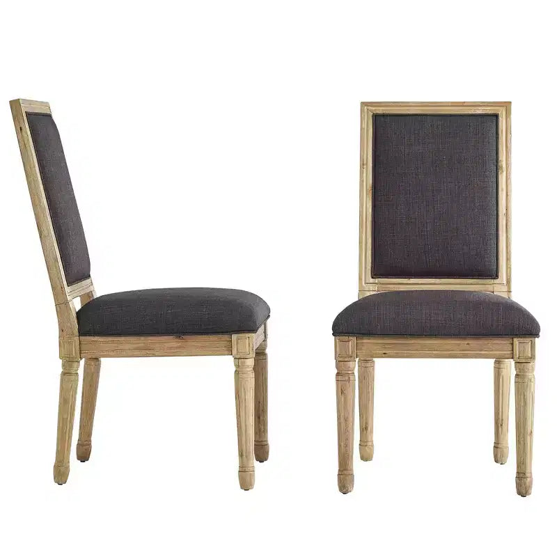 Chaises de salle à manger rectangulaires en lin et bois Aramis