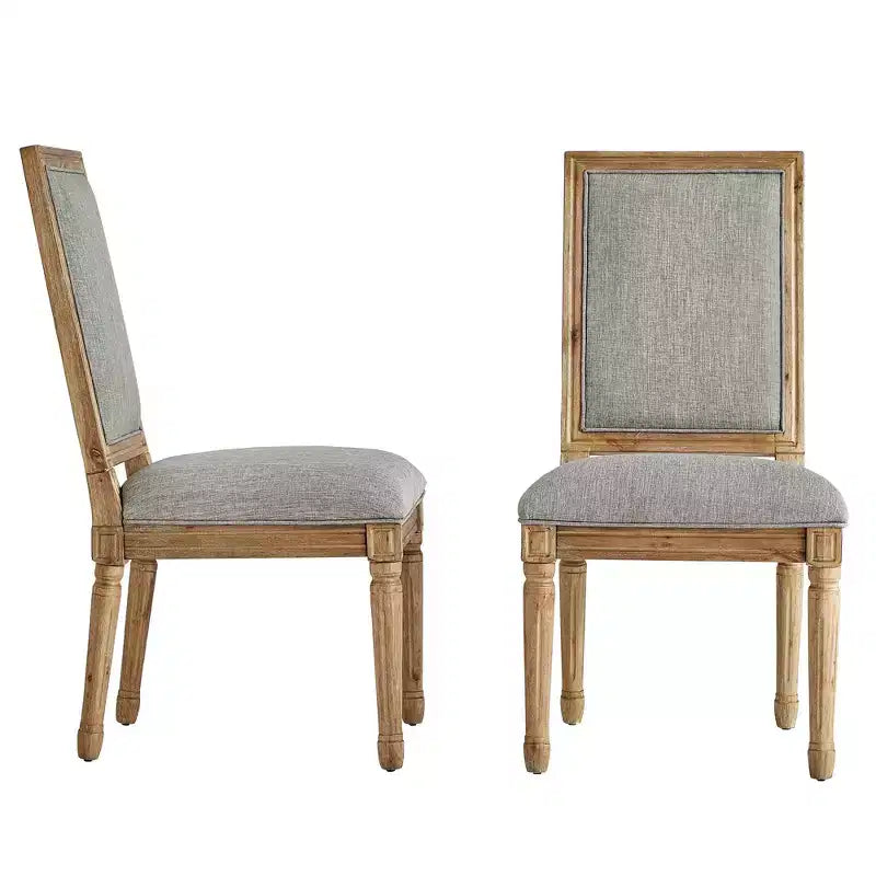 Chaises de salle à manger rectangulaires en lin et bois Aramis
