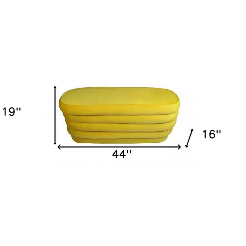Pouf Ovale Capitonnage Velours Jaune 44