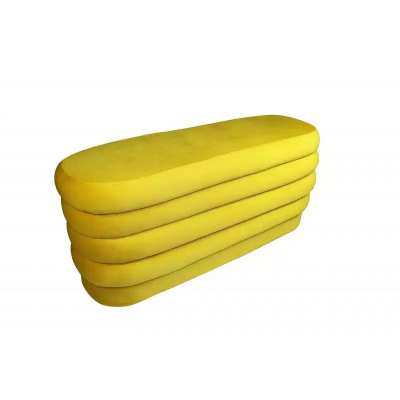 Pouf Ovale Capitonnage Velours Jaune 44