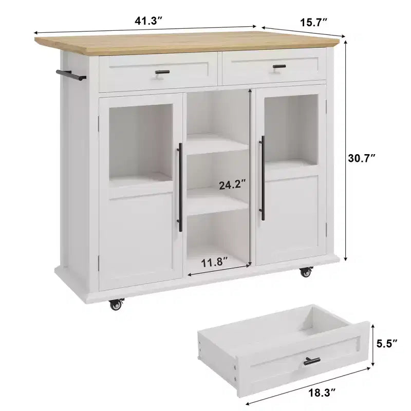 Îlot de cuisine roulant multifonctionnel avec abattant, meuble de rangement mobile avec tiroirs, desserte de bar, chariot de cuisine autoportant pour maisons modernes
