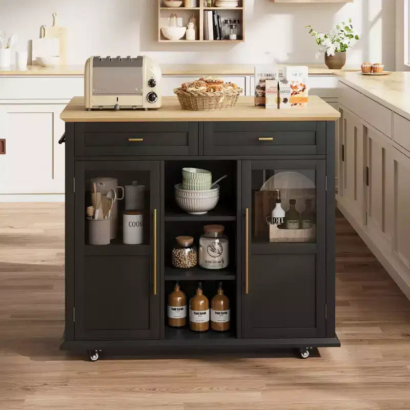Îlot de cuisine roulant multifonctionnel avec abattant, meuble de rangement mobile avec tiroirs, desserte de bar, chariot de cuisine autoportant pour maisons modernes