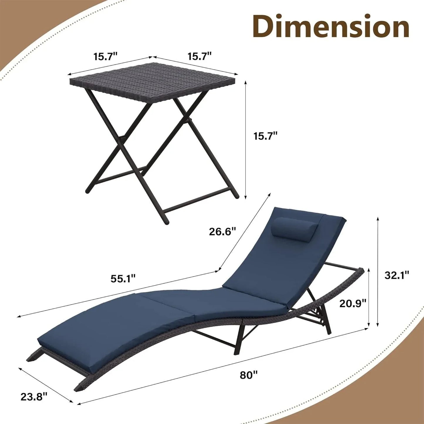 Kullavik 3-PiecesOutdoor Chaise Lounge Set