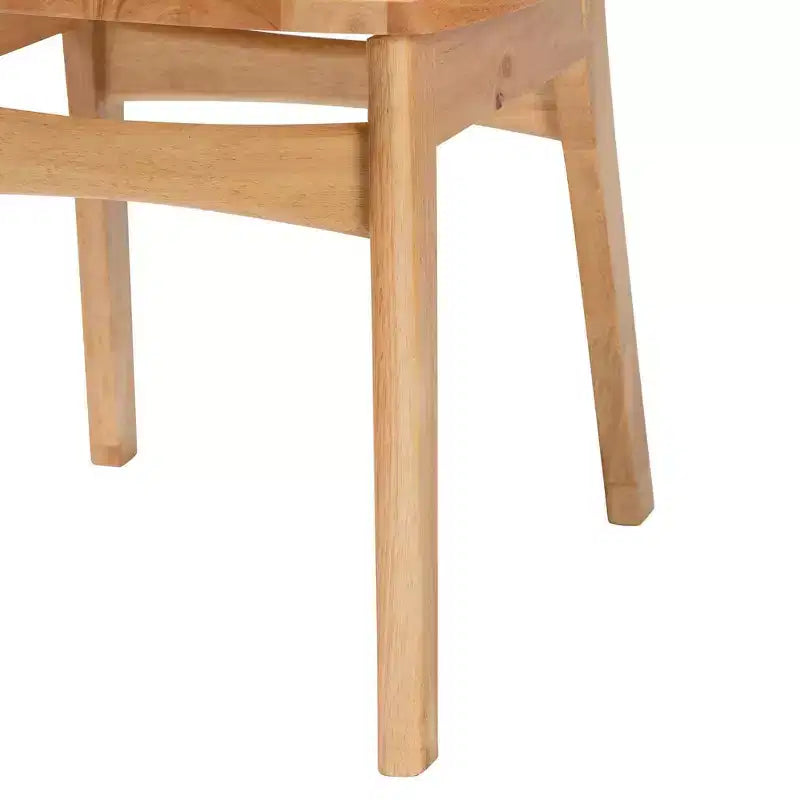 Chaise de salle à manger Nenet en bois et rotin chêne brun/brun clair : Milieu du siècle, dossier en croissant, pieds inclinés