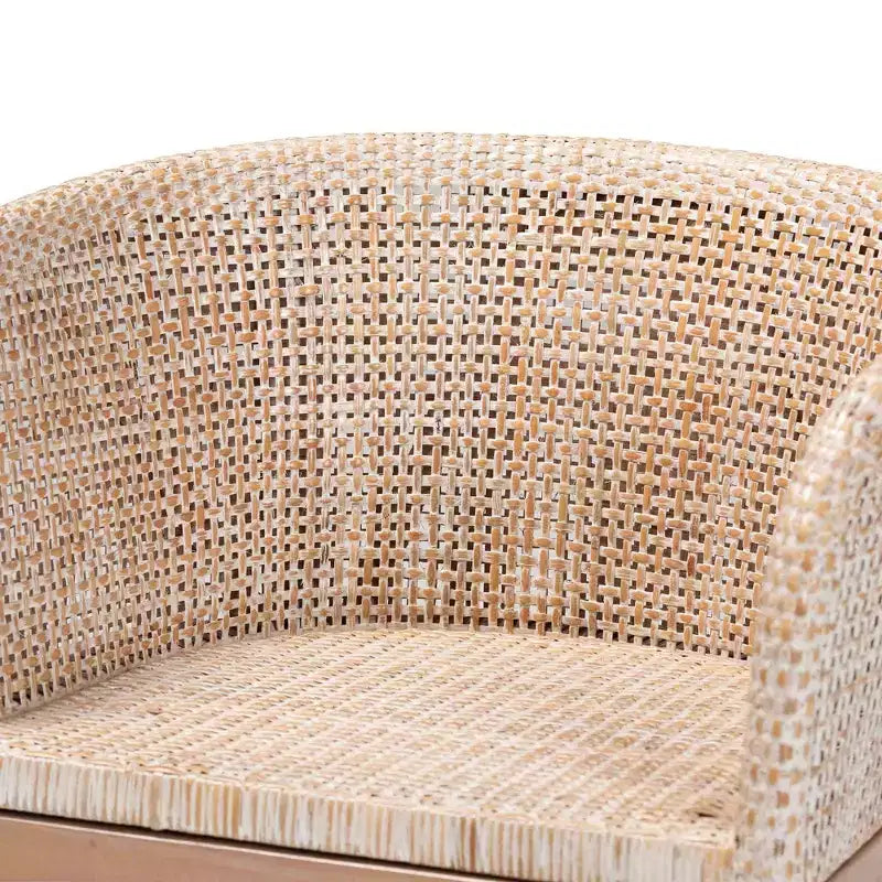 Chaise de salle à manger en rotin Papua : cadre en acajou, design bohème, dossier arrondi