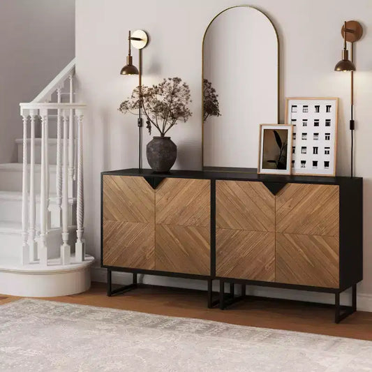 Console Enloe avec portes en bois noires