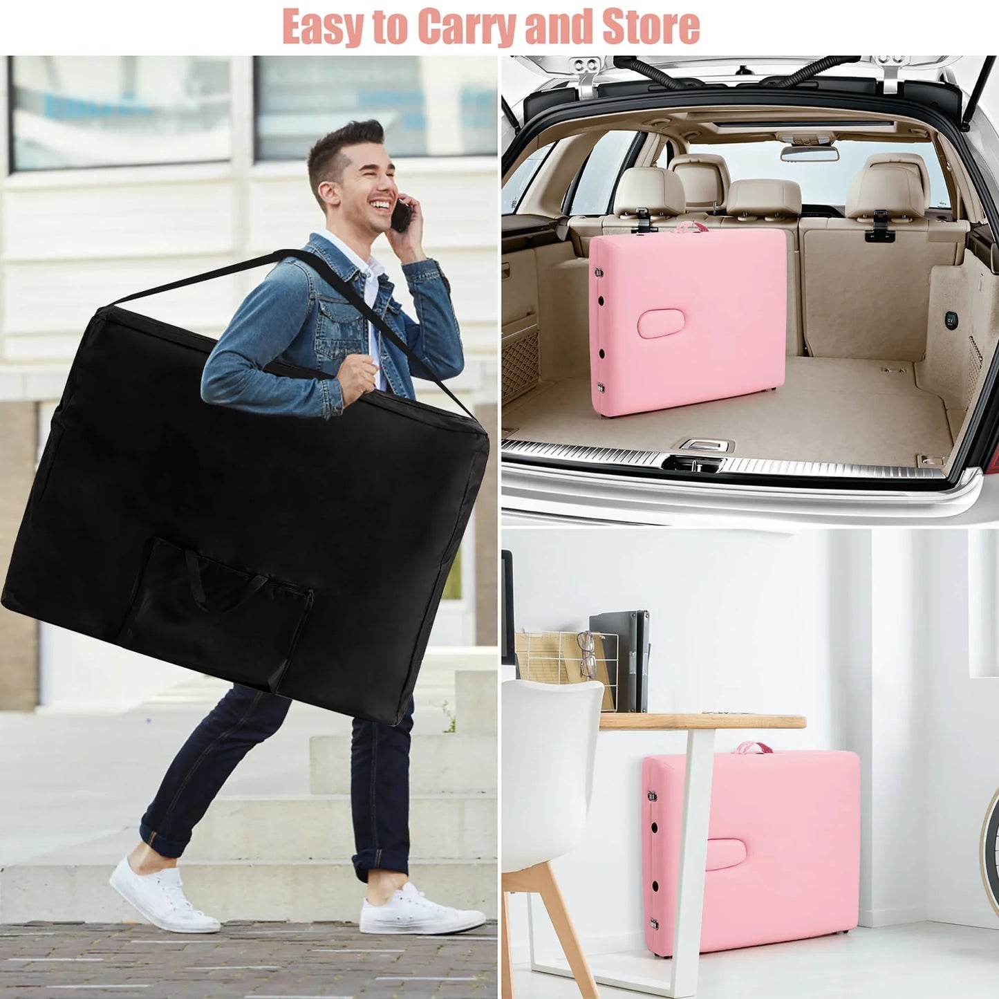 84L Portable Massage Table Adjustable Facial Spa Bed Tattoo w/ Carry