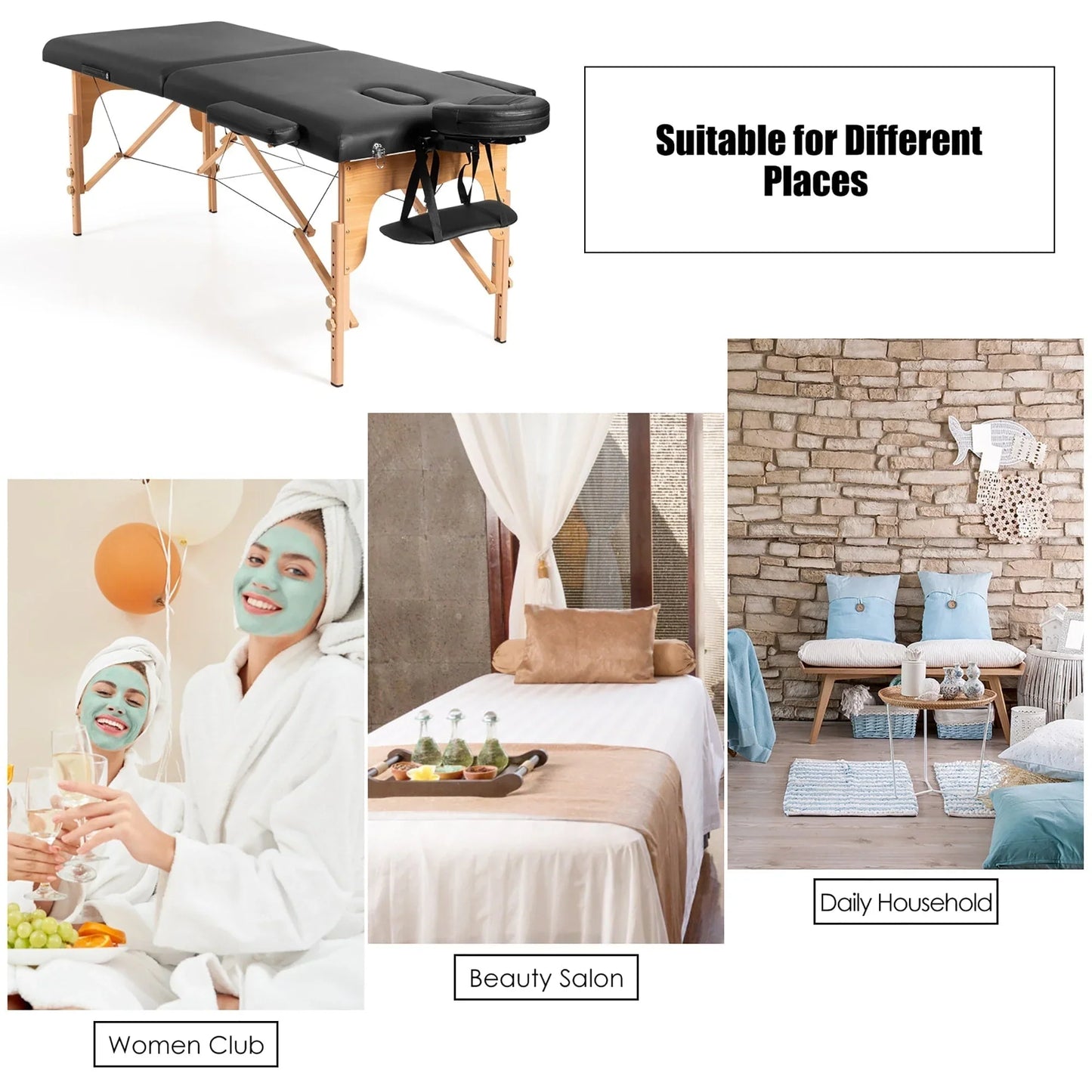 84L Portable Massage Table Adjustable Facial Spa Bed Tattoo w/ Carry