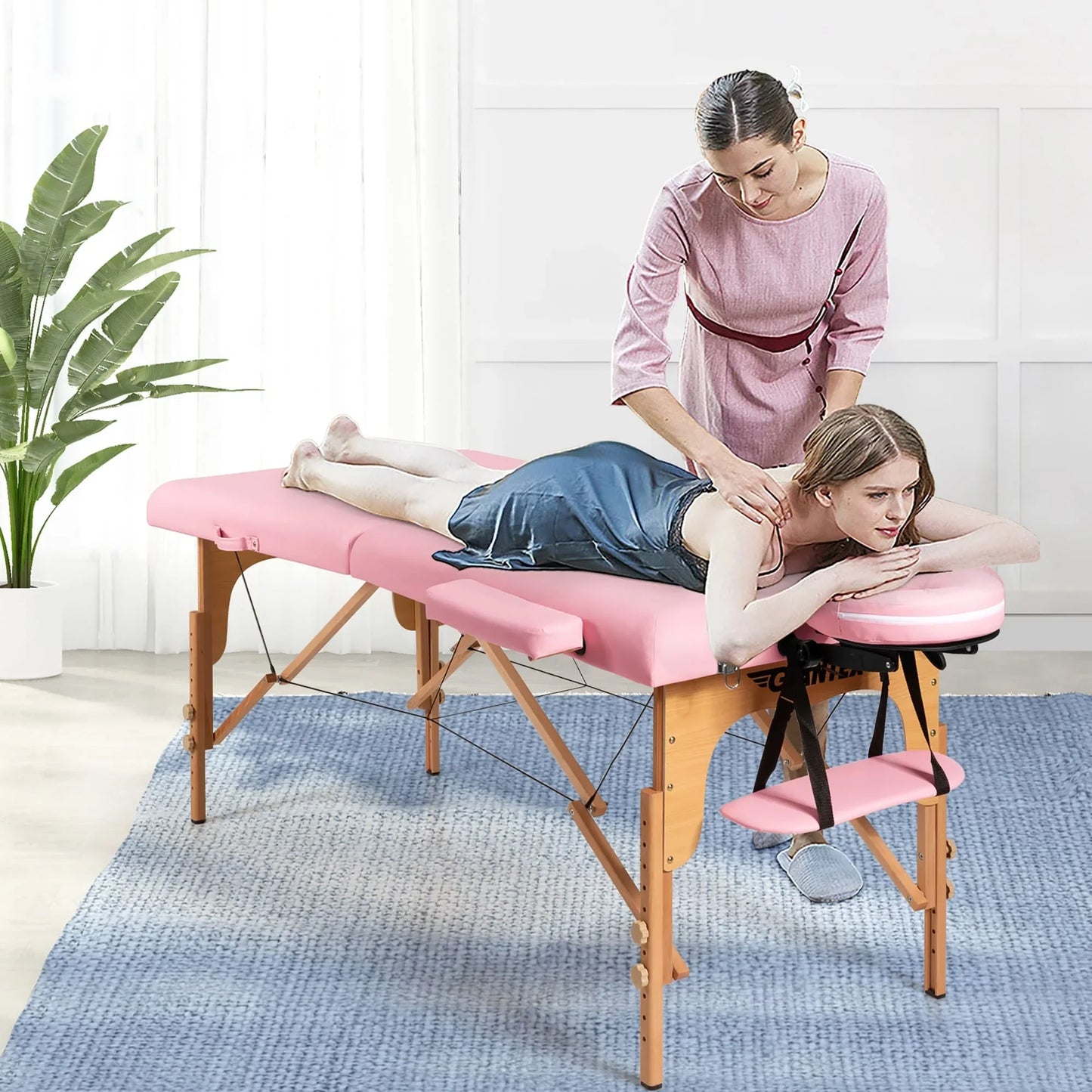 84L Portable Massage Table Adjustable Facial Spa Bed Tattoo w/ Carry