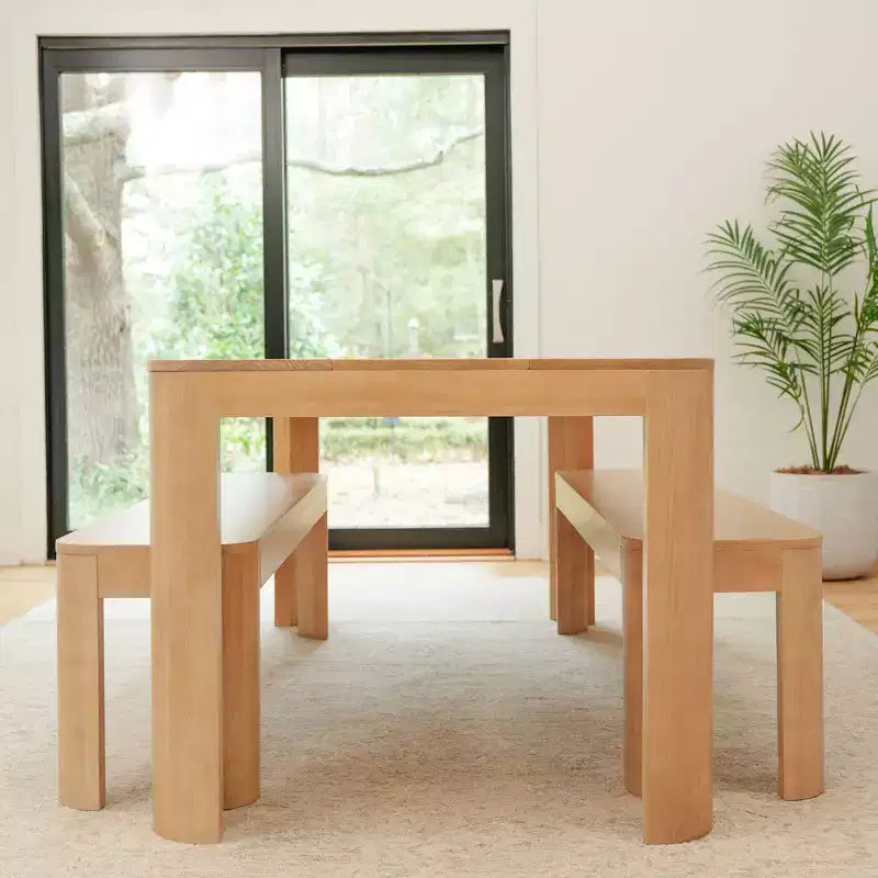 Table de salle à manger Contour, table de cuisine en bois massif de 183 cm pour 6 personnes