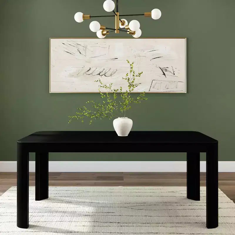 Table de salle à manger Contour, table de cuisine en bois massif de 183 cm pour 6 personnes