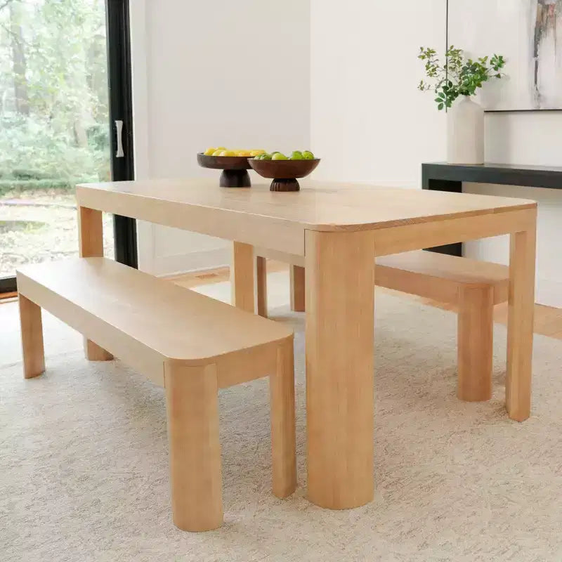 Table de salle à manger Contour, table de cuisine en bois massif de 183 cm pour 6 personnes