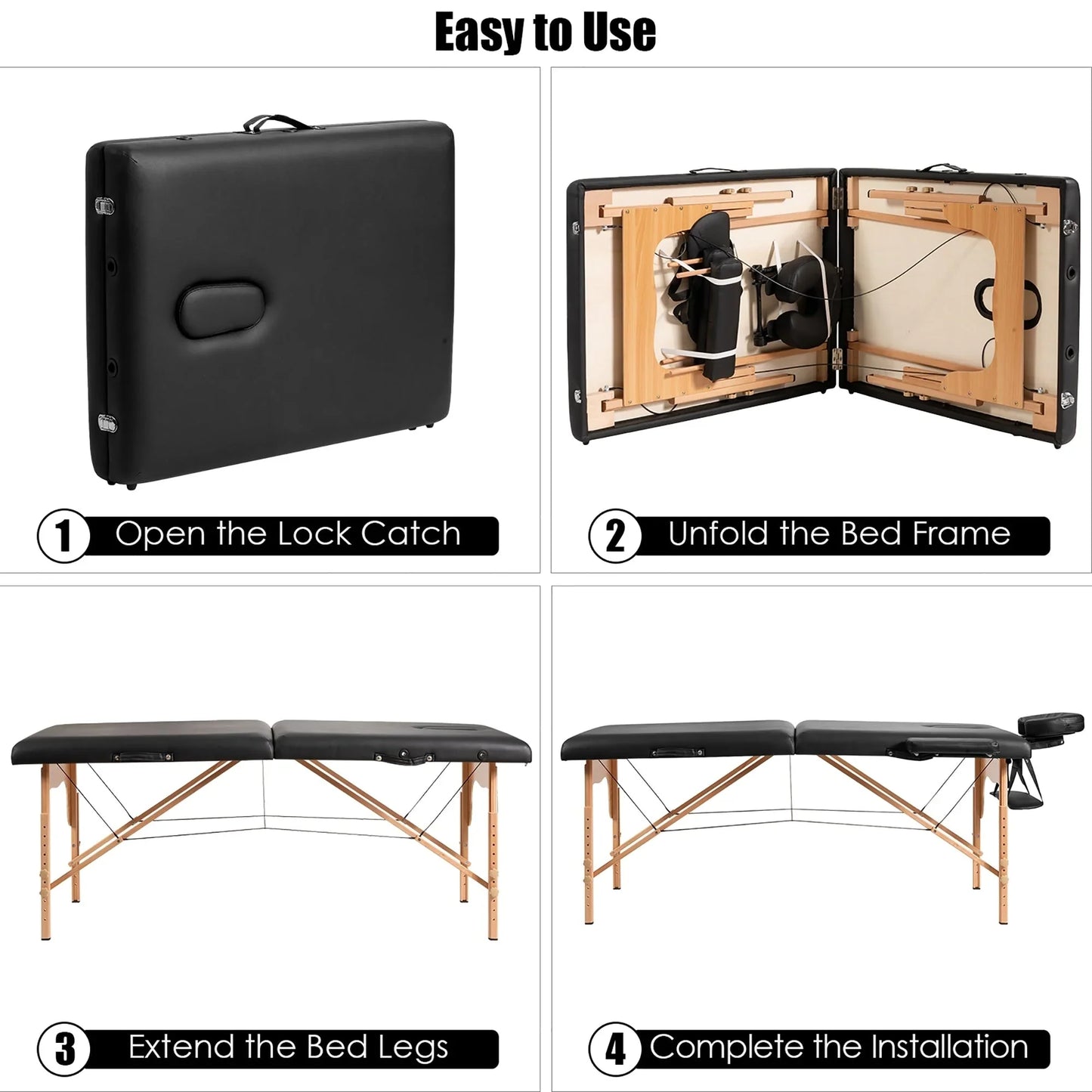 84L Portable Massage Table Adjustable Facial Spa Bed Tattoo w/ Carry