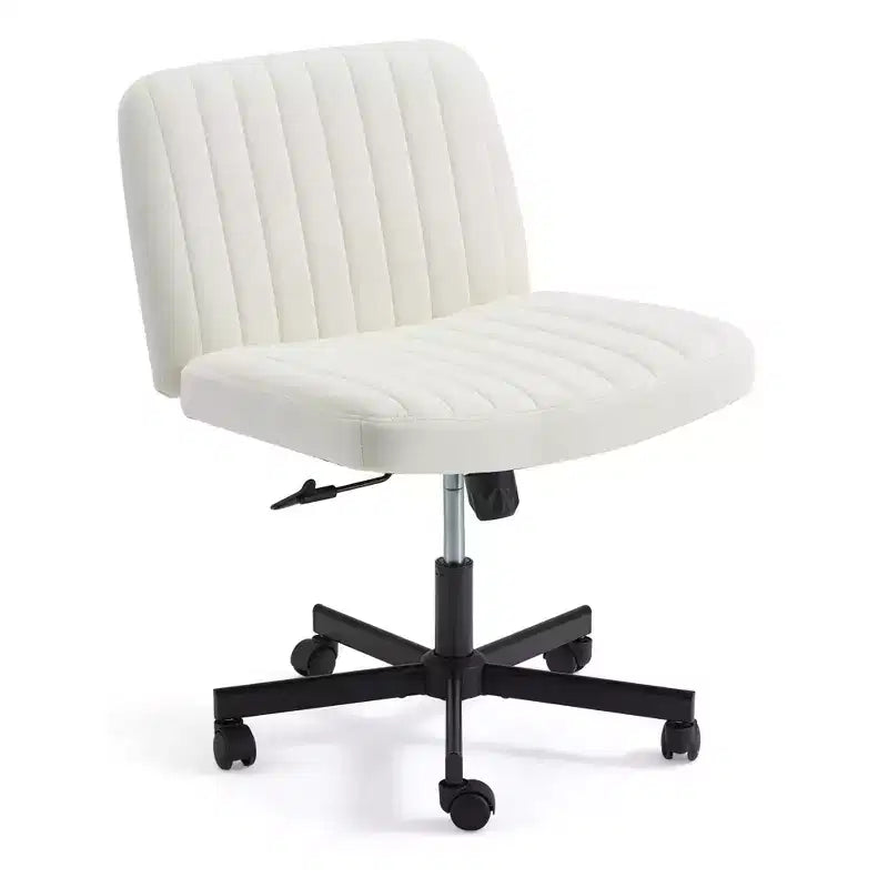 Chaise sans accoudoirs Croisée avec Roues, Chaise de Bureau à Jambes Croisées Réglable en Hauteur, Chaise de Bureau pour Bureau, Chambre, Salon