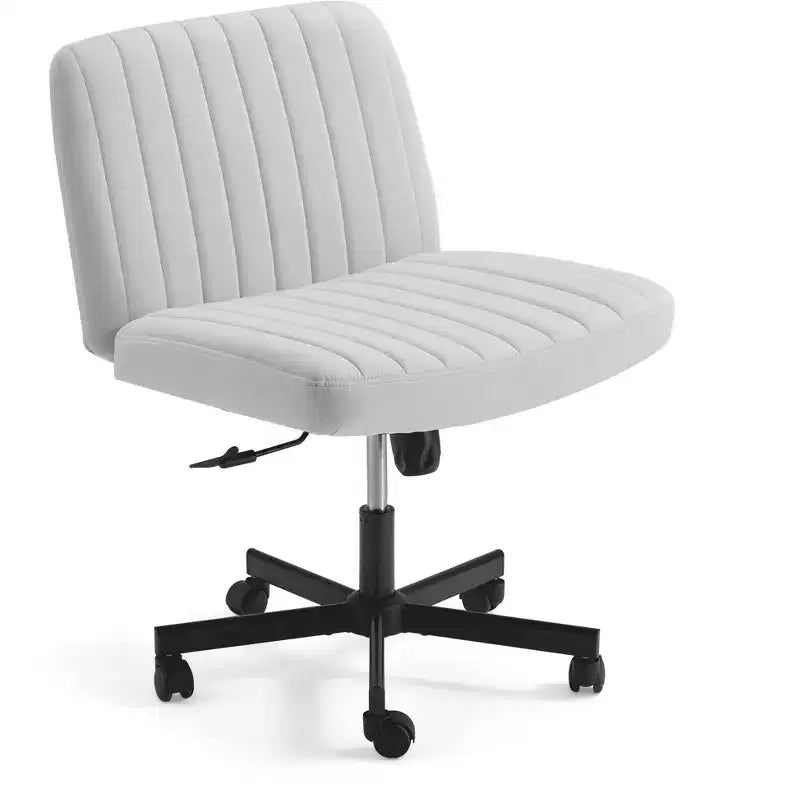 Chaise sans accoudoirs Croisée avec Roues, Chaise de Bureau à Jambes Croisées Réglable en Hauteur, Chaise de Bureau pour Bureau, Chambre, Salon