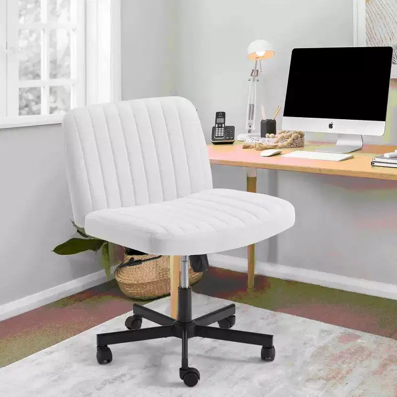 Chaise sans accoudoirs Croisée avec Roues, Chaise de Bureau à Jambes Croisées Réglable en Hauteur, Chaise de Bureau pour Bureau, Chambre, Salon