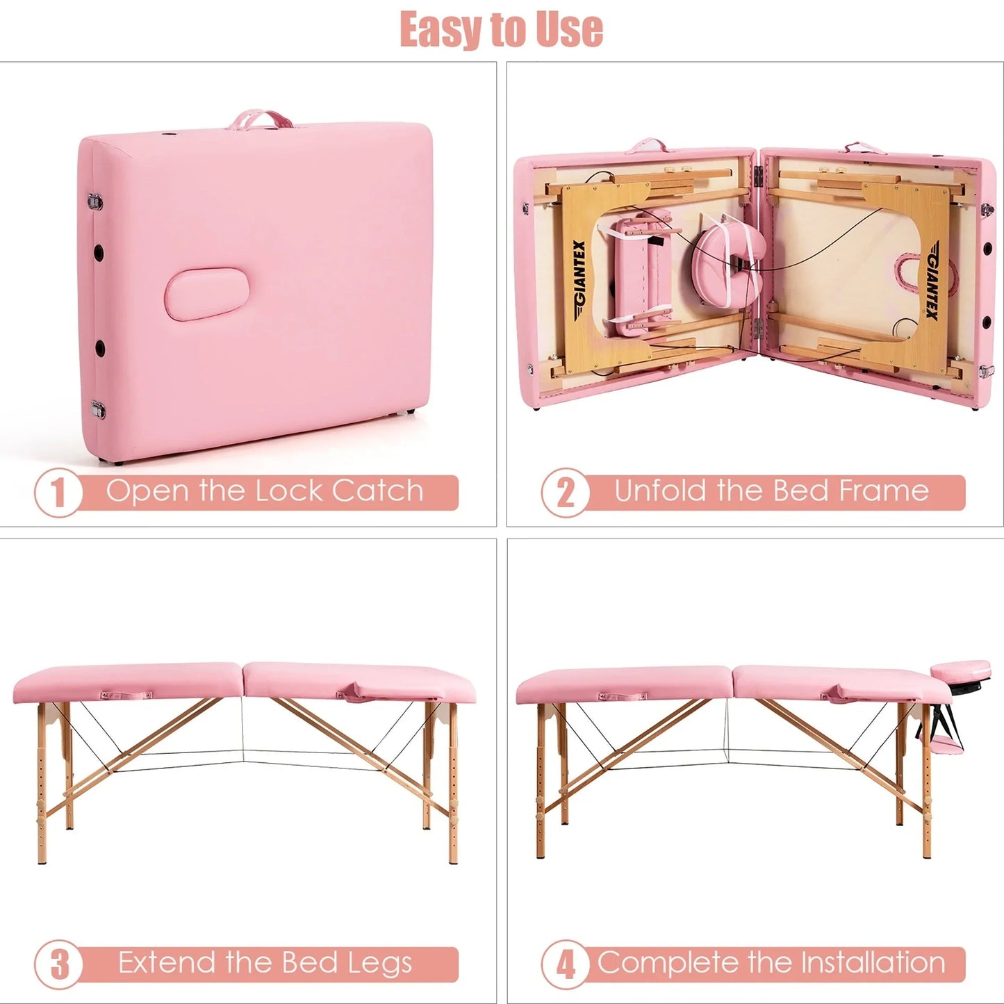 84L Portable Massage Table Adjustable Facial Spa Bed Tattoo w/ Carry
