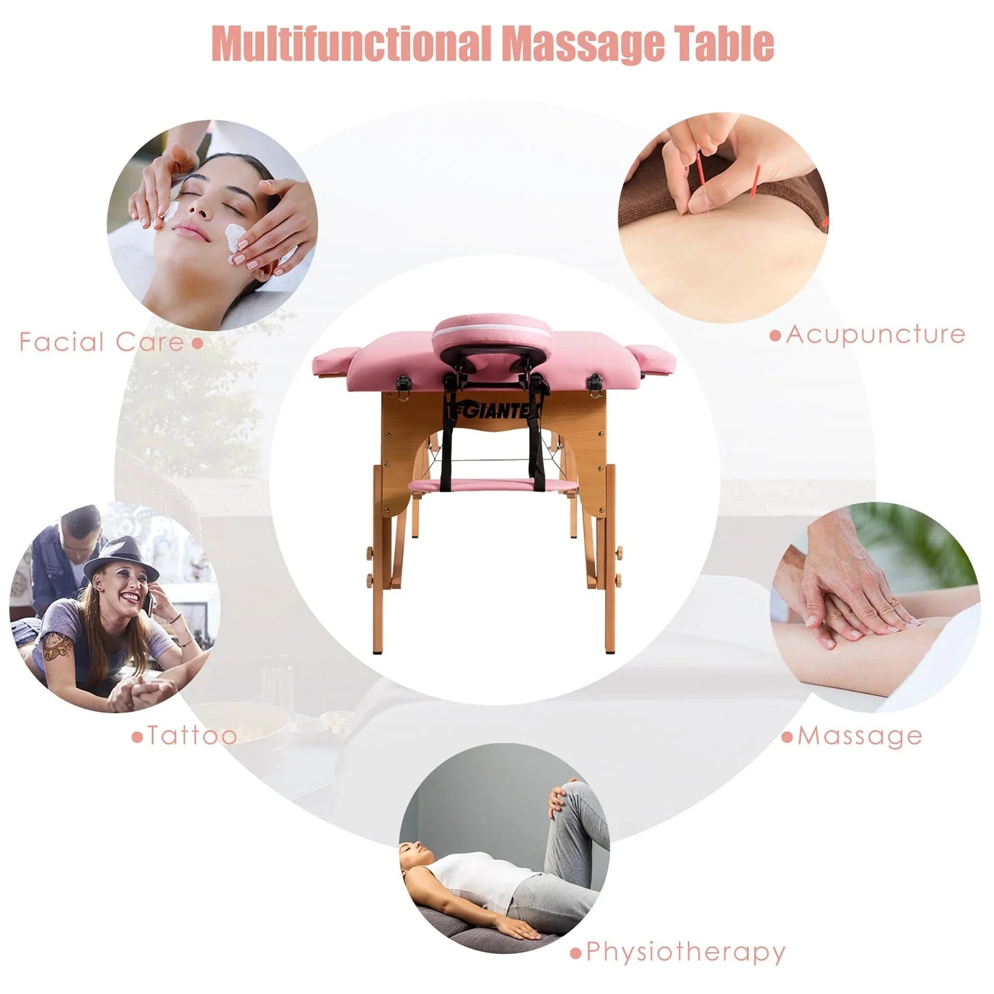 84L Portable Massage Table Adjustable Facial Spa Bed Tattoo w/ Carry
