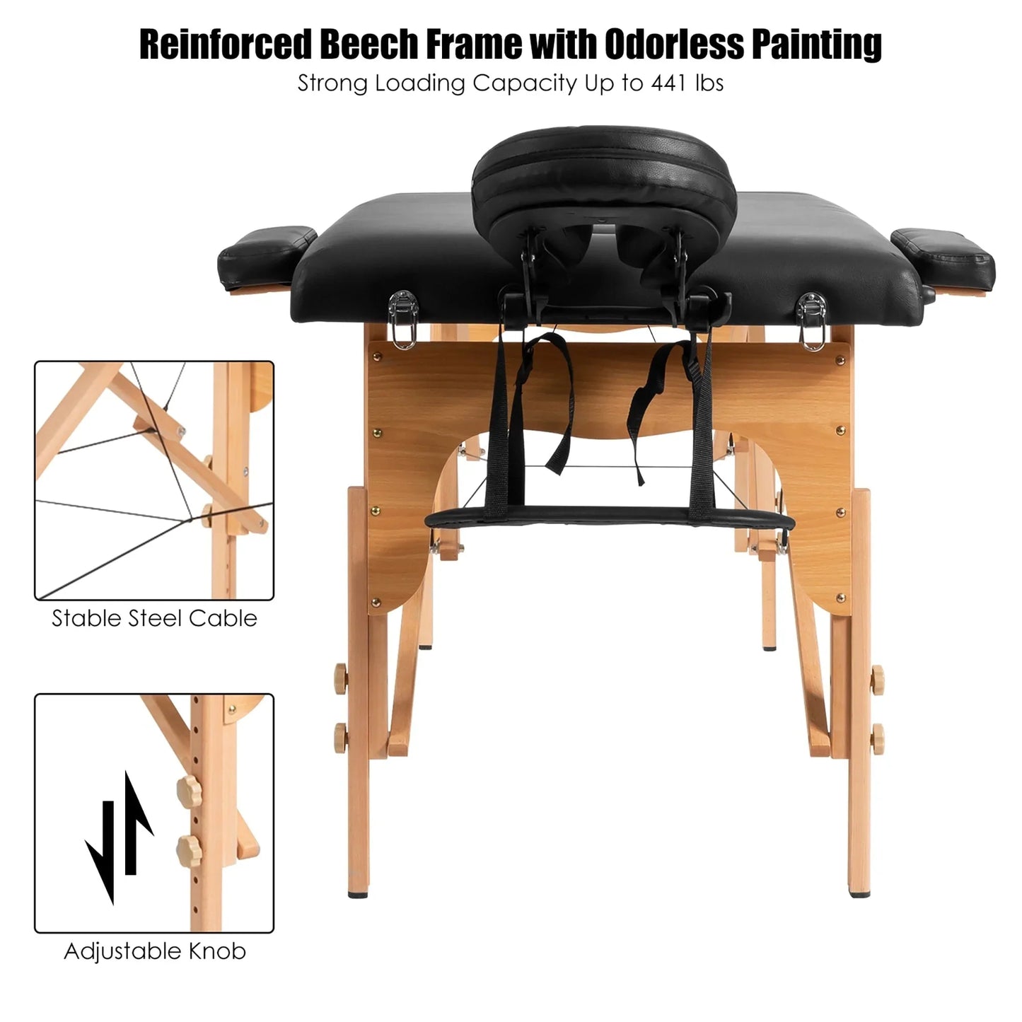 84L Portable Massage Table Adjustable Facial Spa Bed Tattoo w/ Carry