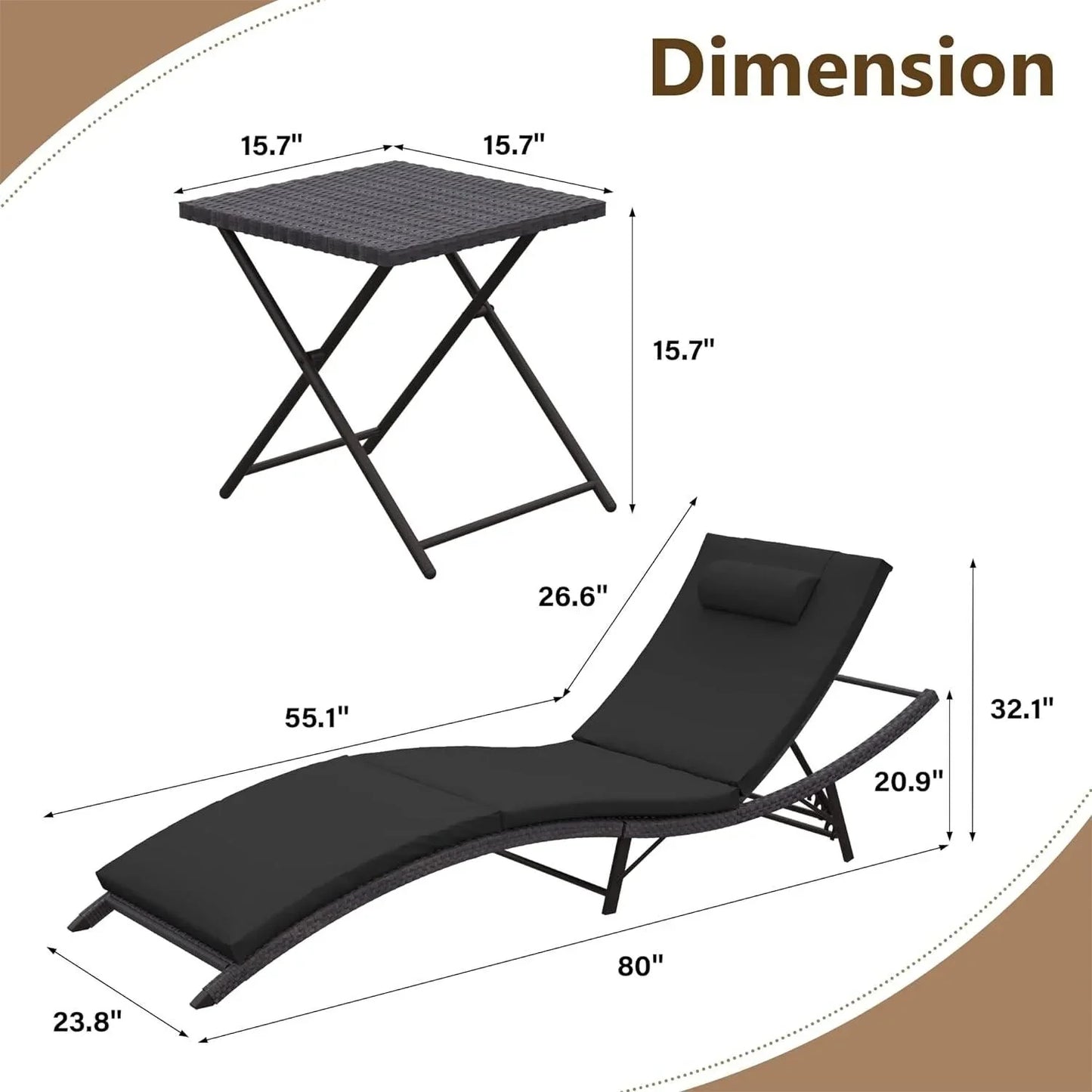Kullavik 3-PiecesOutdoor Chaise Lounge Set
