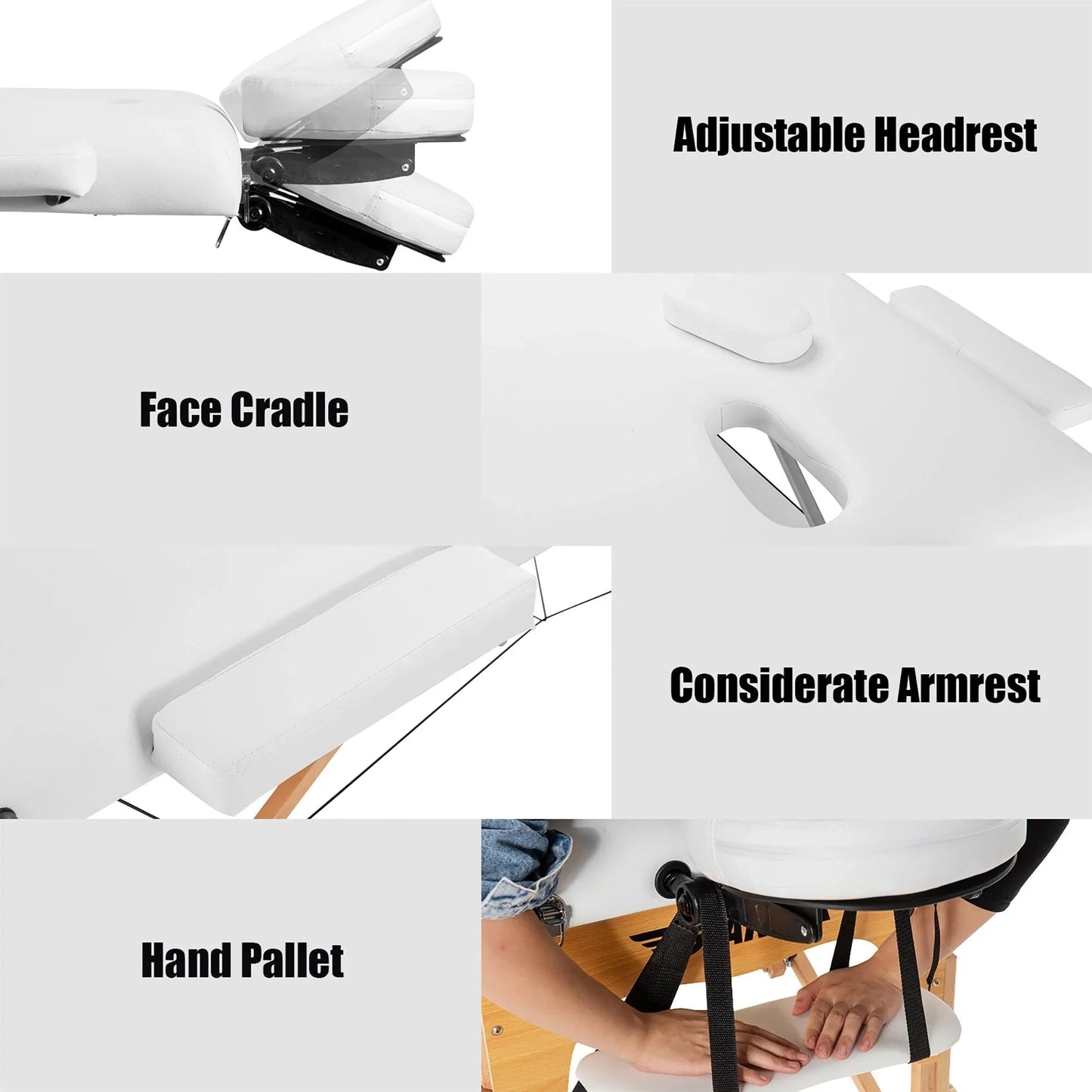 84L Portable Massage Table Adjustable Facial Spa Bed Tattoo w/ Carry
