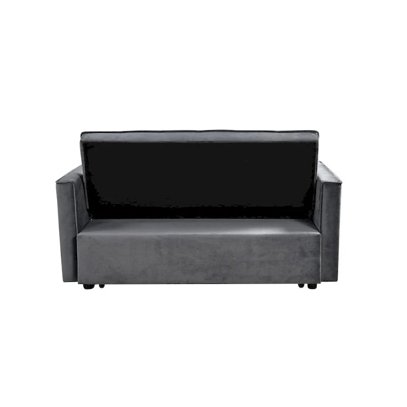 Modern Velvet Futon Loveseat with Reclining Backrest & Pockets, Seats 2 ??Dark Gray / Light Gray / Blue / Black