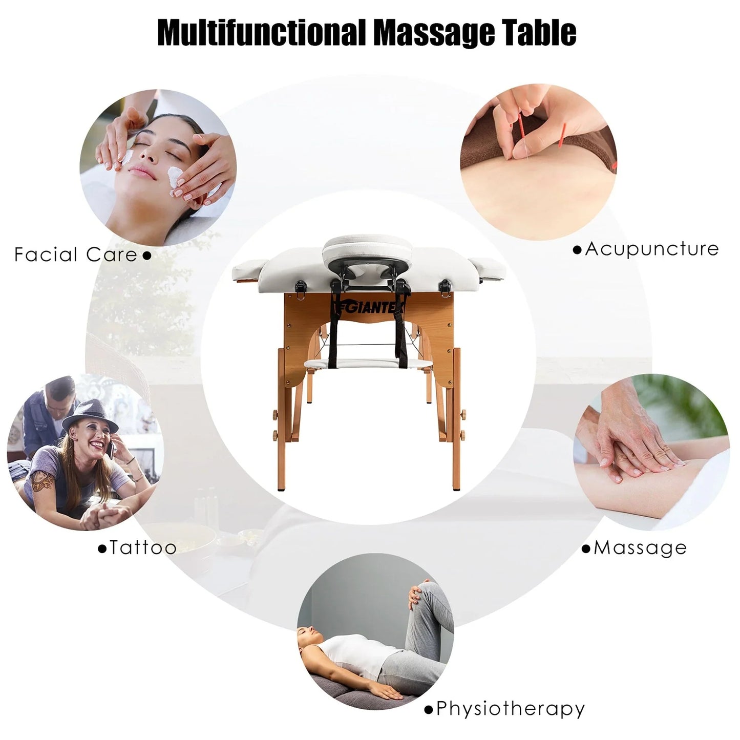 84L Portable Massage Table Adjustable Facial Spa Bed Tattoo w/ Carry