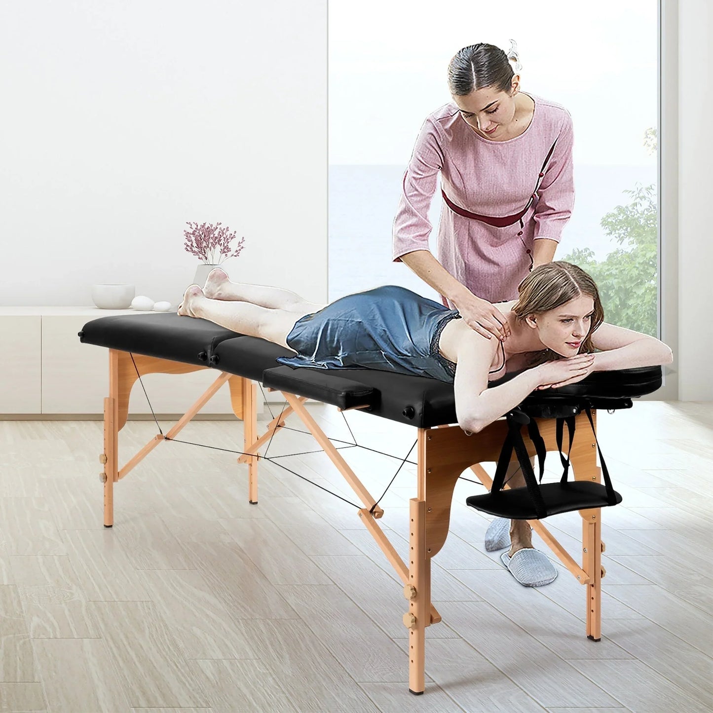84L Portable Massage Table Adjustable Facial Spa Bed Tattoo w/ Carry