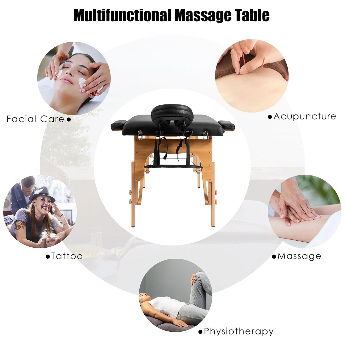 84L Portable Massage Table Adjustable Facial Spa Bed Tattoo w/ Carry