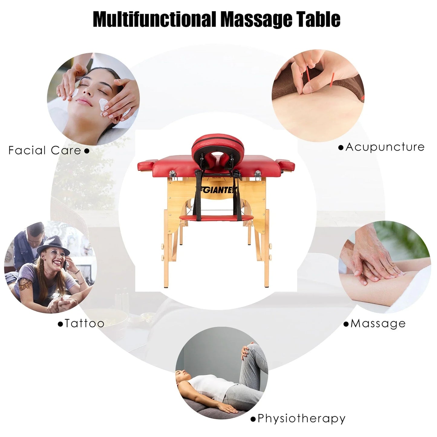 84L Portable Massage Table Adjustable Facial Spa Bed Tattoo w/ Carry