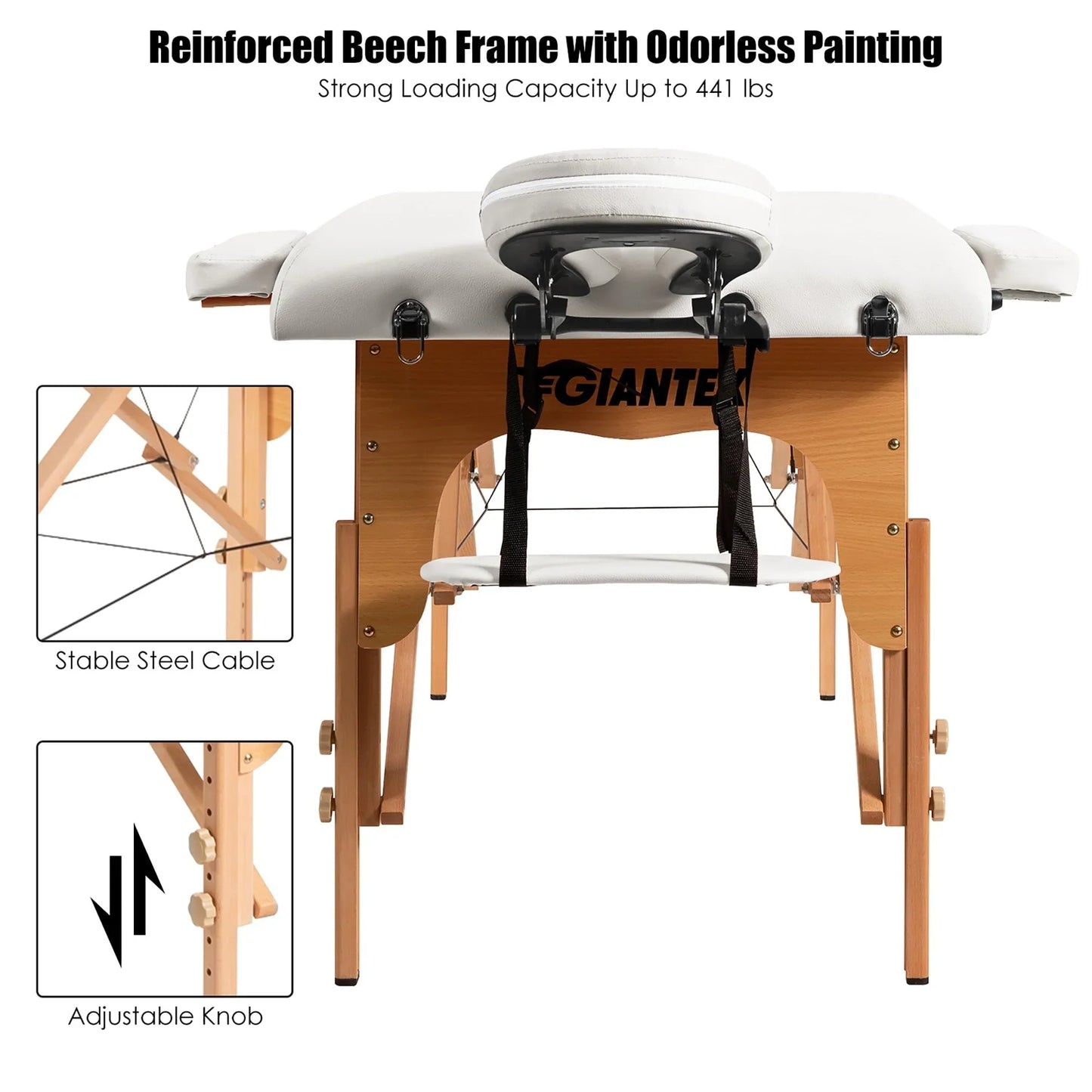 84L Portable Massage Table Adjustable Facial Spa Bed Tattoo w/ Carry