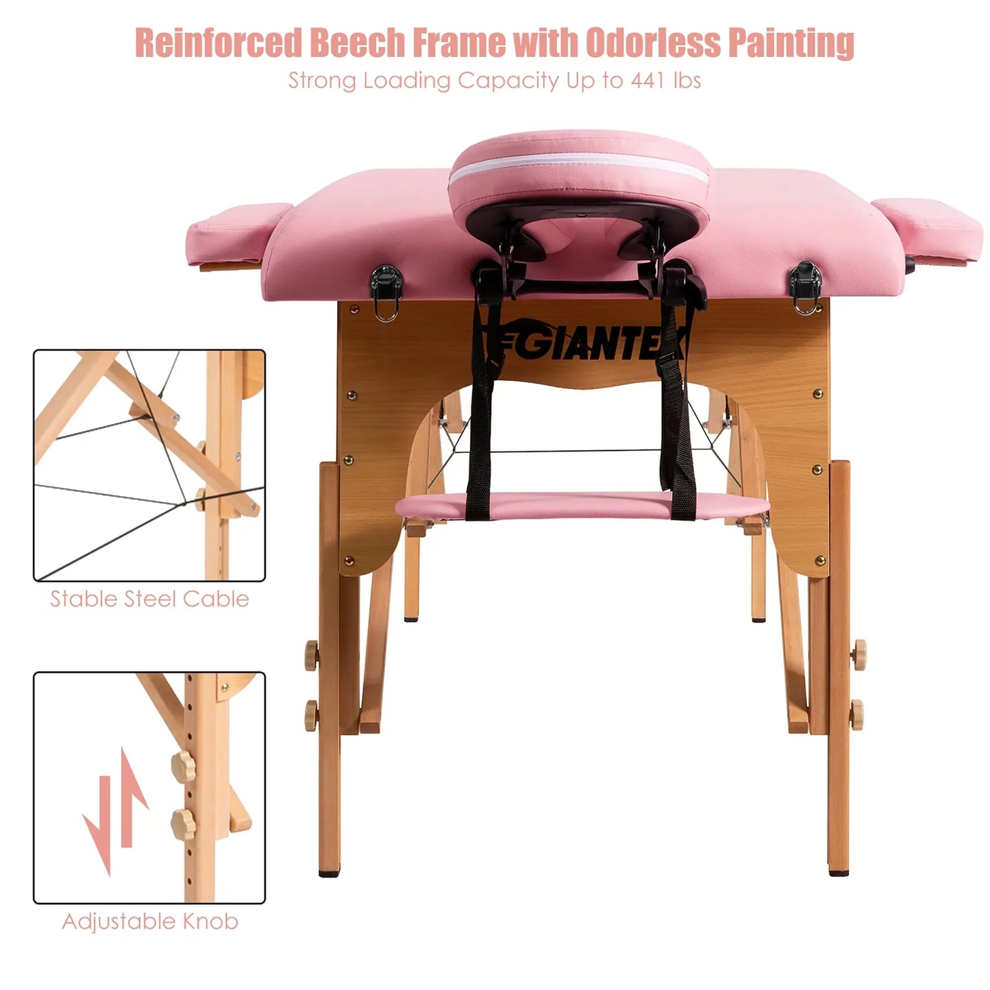 84L Portable Massage Table Adjustable Facial Spa Bed Tattoo w/ Carry